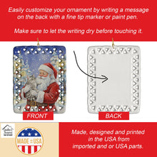 Load image into Gallery viewer, Silver Mackerel Tabby Cat with Santa Claus Porcelain Ornament
