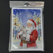 Load image into Gallery viewer, Silver Mackerel Tabby Cat with Santa Claus Greeting Cards Pack of 8