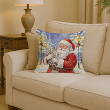 Load image into Gallery viewer, Silver Mackerel Tabby Cat with Santa Claus Throw Pillow