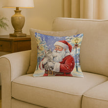 Load image into Gallery viewer, Silver Mackerel Tabby Cat with Santa Claus Throw Pillow