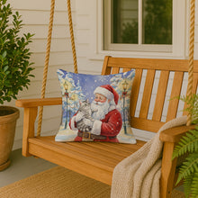 Load image into Gallery viewer, Silver Mackerel Tabby Cat with Santa Claus Throw Pillow