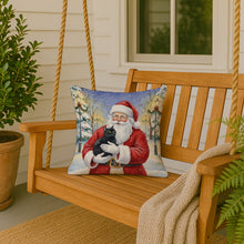 Load image into Gallery viewer, Black Cat with Santa Claus Throw Pillow