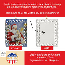Load image into Gallery viewer, Cream Cat with Santa Claus Porcelain Ornament