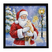 Load image into Gallery viewer, Cream Cat with Santa Claus Framed Metal Print