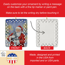Load image into Gallery viewer, Gray Cat with Santa Claus Porcelain Ornament