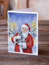 Load image into Gallery viewer, Gray Cat with Santa Claus Greeting Cards Pack of 8