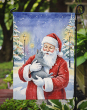 Load image into Gallery viewer, Gray Cat with Santa Claus Garden Flag