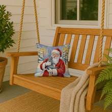 Load image into Gallery viewer, Gray Cat with Santa Claus Throw Pillow