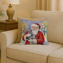Load image into Gallery viewer, Gray Cat with Santa Claus Throw Pillow
