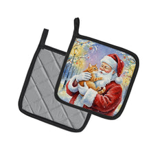 Load image into Gallery viewer, Red Ginger Cat with Santa Claus Pair of Pot Holders