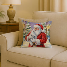 Load image into Gallery viewer, White Cat with Santa Claus Throw Pillow