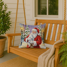 Load image into Gallery viewer, White Cat with Santa Claus Throw Pillow