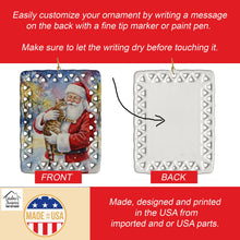 Load image into Gallery viewer, Spotted Tabby Brown Cat with Santa Claus Porcelain Ornament