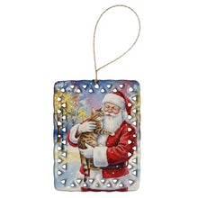 Load image into Gallery viewer, Spotted Tabby Brown Cat with Santa Claus Porcelain Ornament