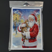 Load image into Gallery viewer, Spotted Tabby Brown Cat with Santa Claus Greeting Cards Pack of 8