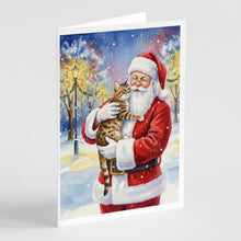 Load image into Gallery viewer, Spotted Tabby Brown Cat with Santa Claus Greeting Cards Pack of 8