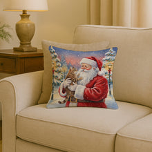 Load image into Gallery viewer, Ticked Tabby Brown Cat with Santa Claus Throw Pillow