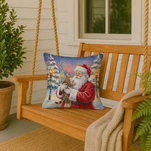 Load image into Gallery viewer, Ticked Tabby Brown Cat with Santa Claus Throw Pillow