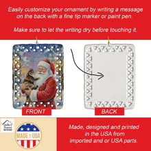 Load image into Gallery viewer, Tortoiseshell Cat with Santa Claus Porcelain Ornament