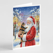 Load image into Gallery viewer, Tortoiseshell Cat with Santa Claus Greeting Cards Pack of 8