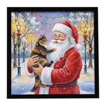 Load image into Gallery viewer, Tortoiseshell Cat with Santa Claus Framed Metal Print