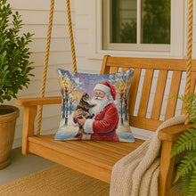 Load image into Gallery viewer, Tortoiseshell Cat with Santa Claus Throw Pillow