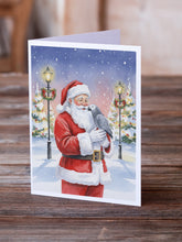 Load image into Gallery viewer, African Grey Parrot with Santa Claus Greeting Cards Pack of 8