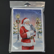 Load image into Gallery viewer, African Grey Parrot with Santa Claus Greeting Cards Pack of 8