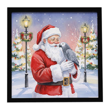 Load image into Gallery viewer, African Grey Parrot with Santa Claus Framed Metal Print
