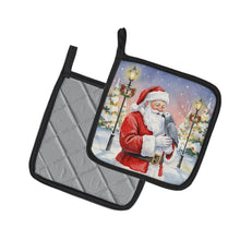 Load image into Gallery viewer, African Grey Parrot with Santa Claus Pair of Pot Holders