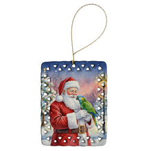 Load image into Gallery viewer, Amazon Parrot with Santa Claus Porcelain Ornament
