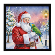 Load image into Gallery viewer, Amazon Parrot with Santa Claus Framed Metal Print
