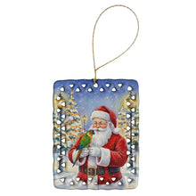 Load image into Gallery viewer, Black-Headed Caique with Santa Claus Porcelain Ornament