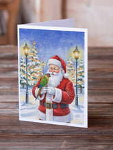 Load image into Gallery viewer, Black-Headed Caique with Santa Claus Greeting Cards Pack of 8