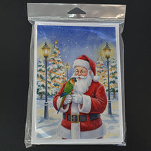Load image into Gallery viewer, Black-Headed Caique with Santa Claus Greeting Cards Pack of 8