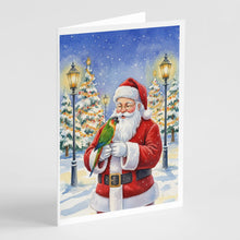 Load image into Gallery viewer, Black-Headed Caique with Santa Claus Greeting Cards Pack of 8