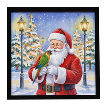 Load image into Gallery viewer, Black-Headed Caique with Santa Claus Framed Metal Print
