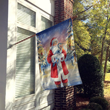 Load image into Gallery viewer, Blue Heron with Santa Claus House Flag