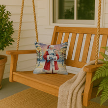 Load image into Gallery viewer, Blue Heron with Santa Claus Throw Pillow