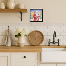 Load image into Gallery viewer, Blue Jay with Santa Claus Framed Metal Print