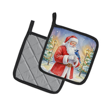 Load image into Gallery viewer, Blue Jay with Santa Claus Pair of Pot Holders