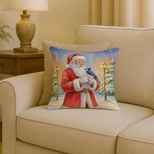 Load image into Gallery viewer, Blue Jay with Santa Claus Throw Pillow