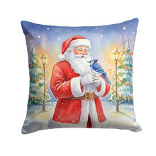 Load image into Gallery viewer, Blue Jay with Santa Claus Throw Pillow