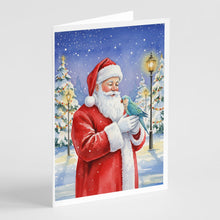 Load image into Gallery viewer, Blue Quaker with Santa Claus Greeting Cards Pack of 8