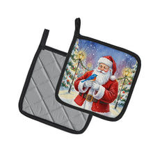 Load image into Gallery viewer, Bluebird with Santa Claus Pair of Pot Holders