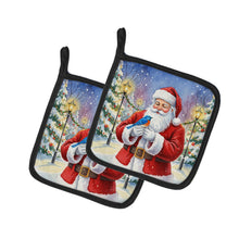 Load image into Gallery viewer, Bluebird with Santa Claus Pair of Pot Holders