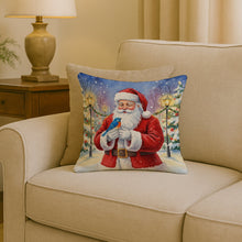 Load image into Gallery viewer, Bluebird with Santa Claus Throw Pillow