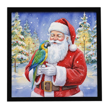 Load image into Gallery viewer, Blue Fronted Amazon Parrot with Santa Claus Framed Metal Print