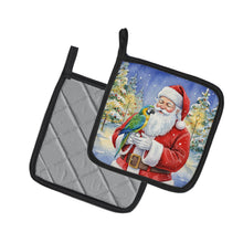 Load image into Gallery viewer, Blue Fronted Amazon Parrot with Santa Claus Pair of Pot Holders