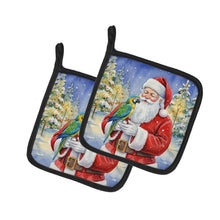Load image into Gallery viewer, Blue Fronted Amazon Parrot with Santa Claus Pair of Pot Holders